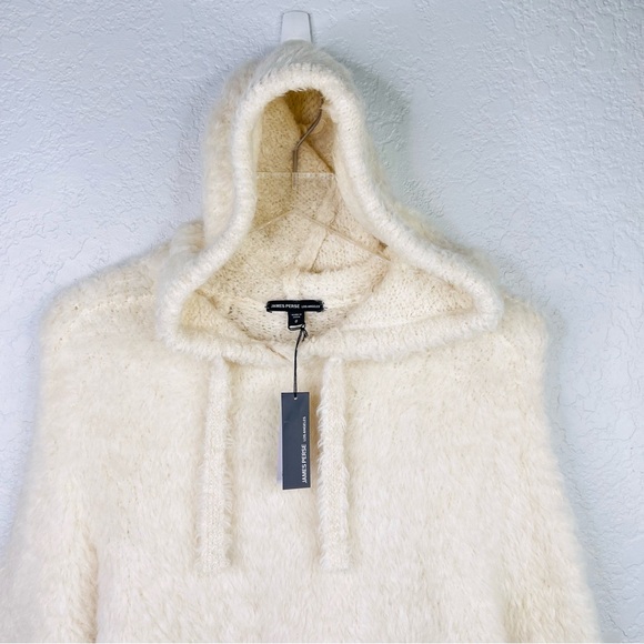 NWT James Perse Crème Fuzzy Wool Blend Sherpa Hooded Hoodie Sweater - Picture 5 of 16